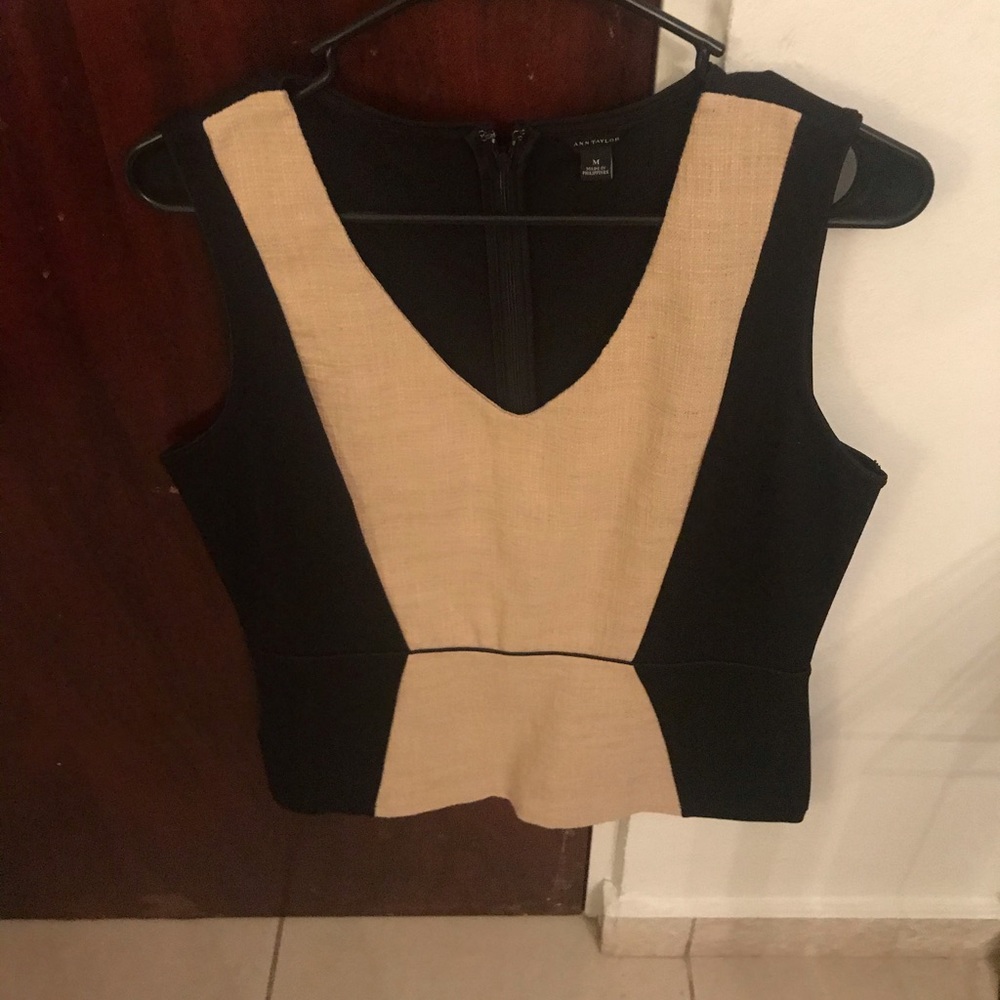 Ann Taylor sleeveless two tone blouse